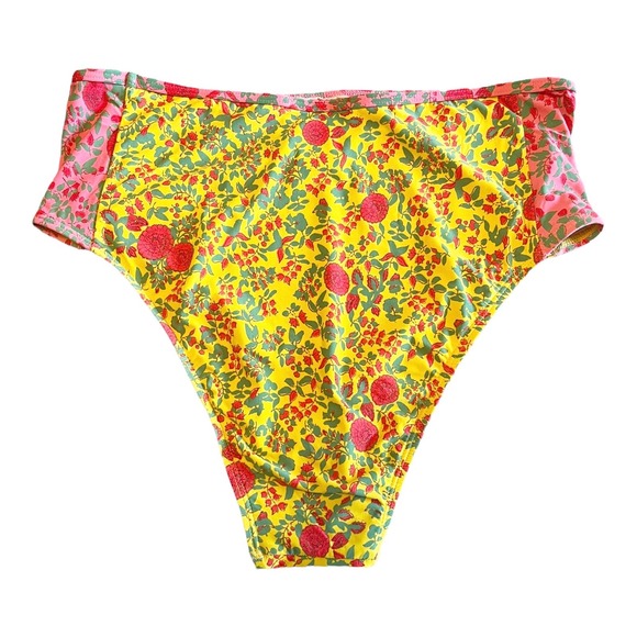 ROBERTA ROLLER RABBIT Rhody High Waist Bikini Bottom Floral Yellow Swimwear NWT - Picture 4 of 10
